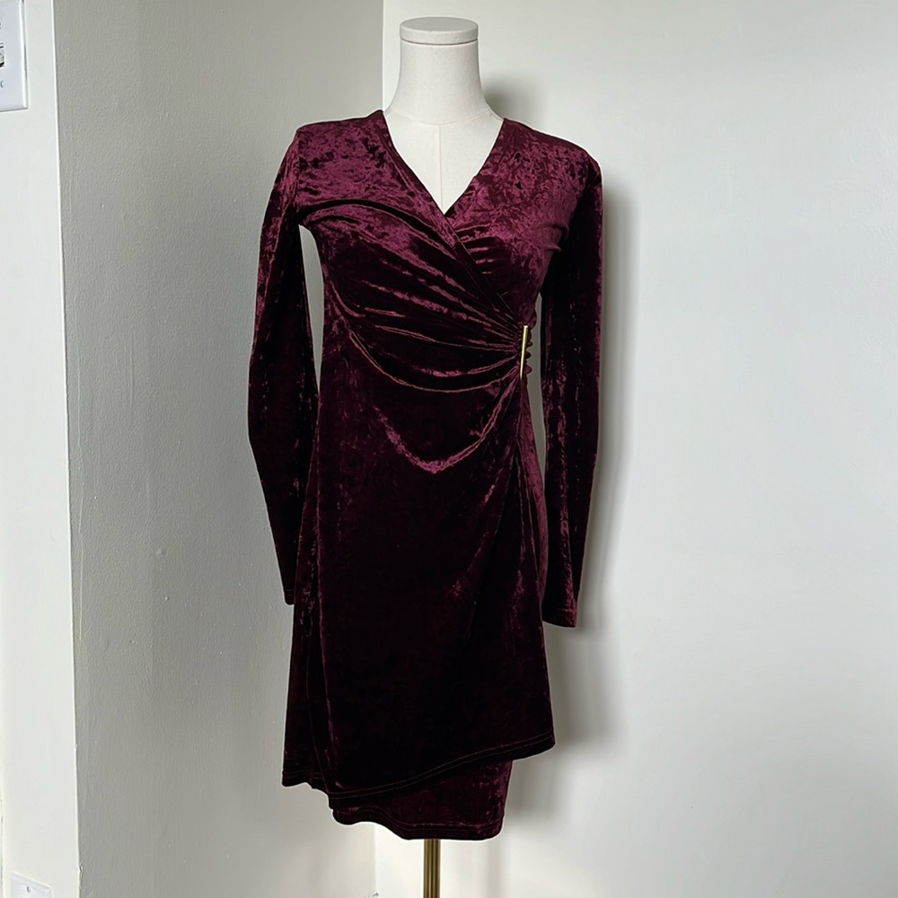 NWOT Burgundy Velvet Bodycon Formal Cocktail Evening Dress